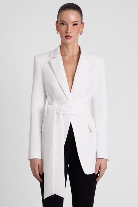 Classic Column Tailored Belted Blazer