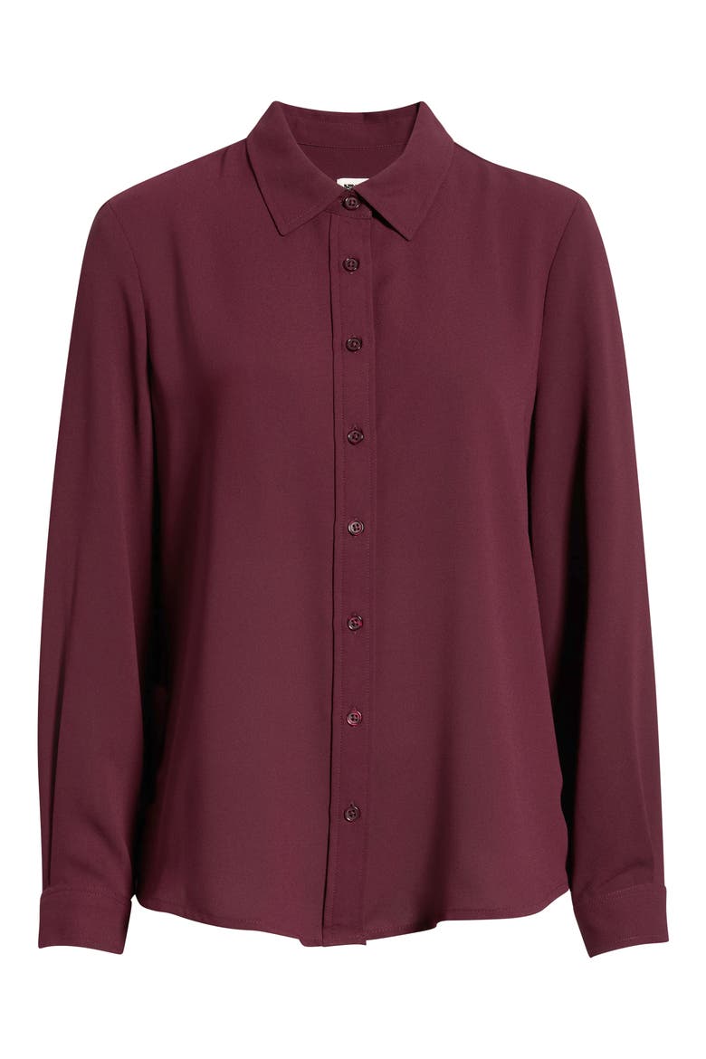 Petite Long Sleeve Clean Front Shirt, Alternate, color, BAROLO