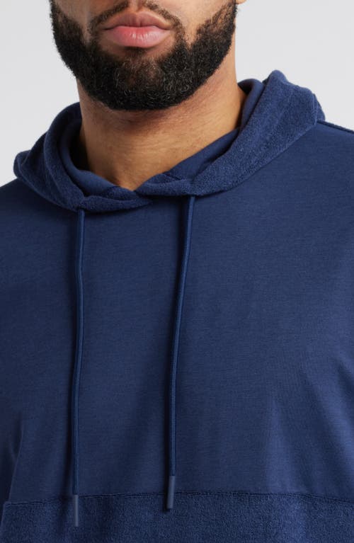 Johnnie-o Haggard Mixed Media Pullover Hoodie In Navy