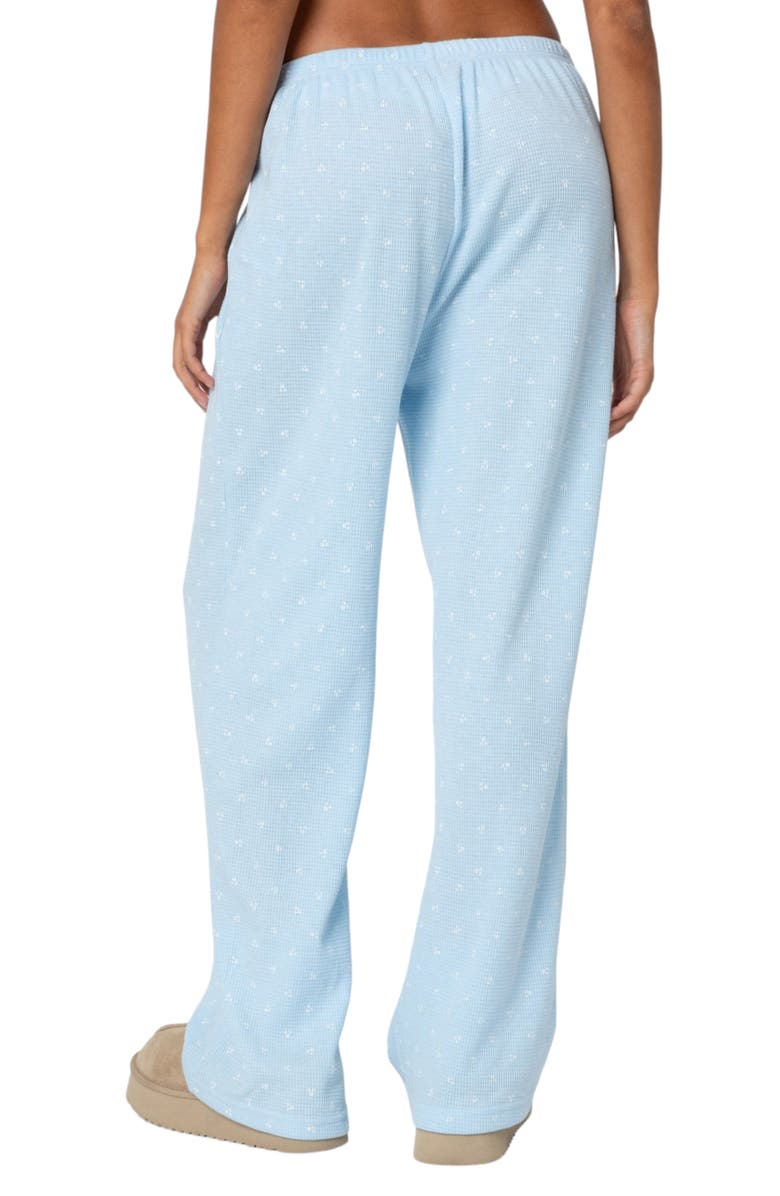 EDIKTED Floral Cotton Waffle Knit Pants, Alternate, color, Mix/ Blue