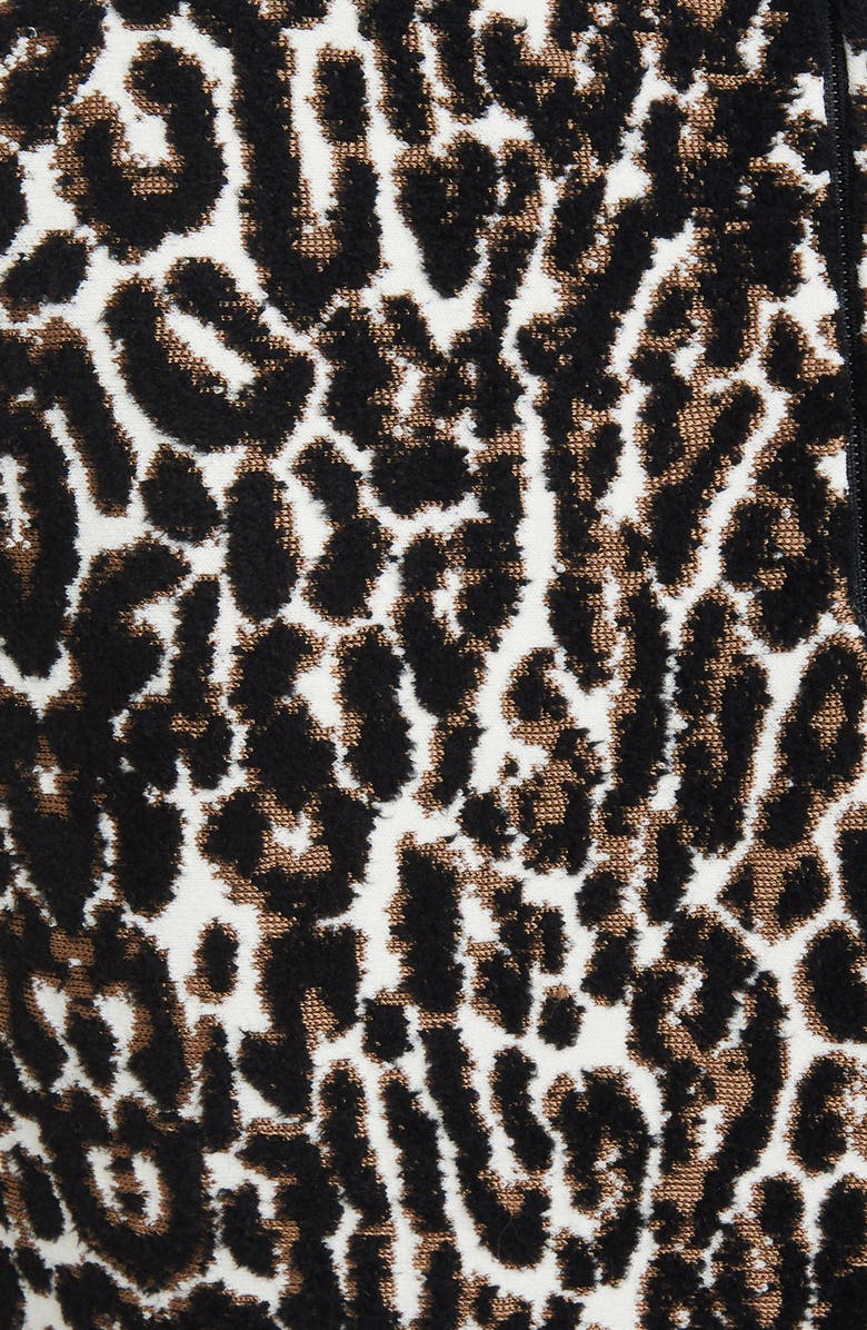 Alaïa Leopard Jacquard Long Sleeve Minidress, Alternate, color,