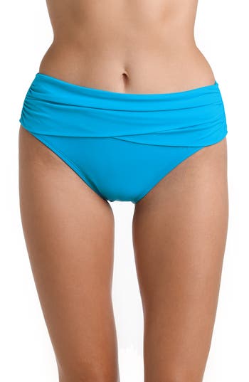 Shop La Blanca Island Goddess Overlap Bikini Bottoms In Lagoon