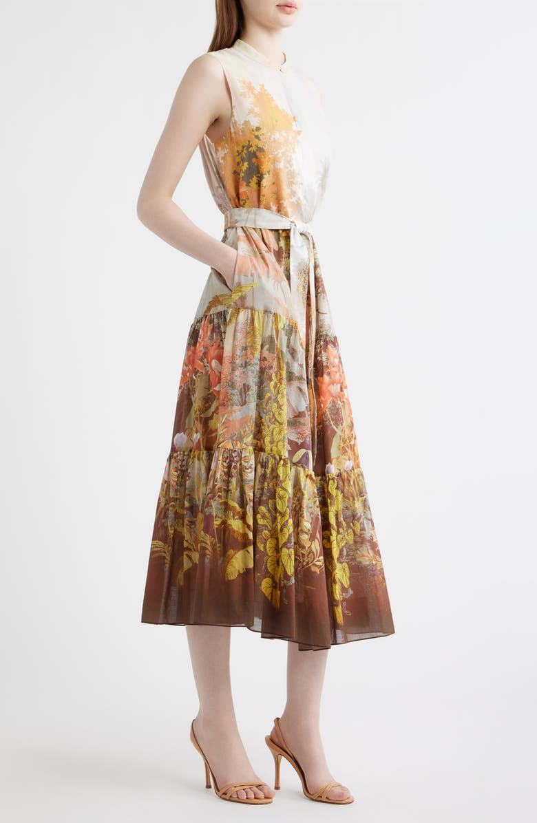 KOBI HALPERIN Jill Placed Print Sleeveless Cotton Shirtdress, Alternate, color, Coral Multi