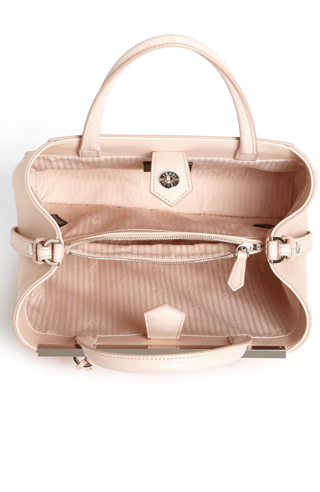'2Jours - Petite Bug' Leather Shopper, Alternate, color, PINK PLASTER