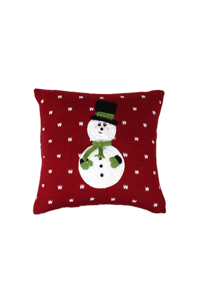 10" Snowman Pillow, Main, color, Red