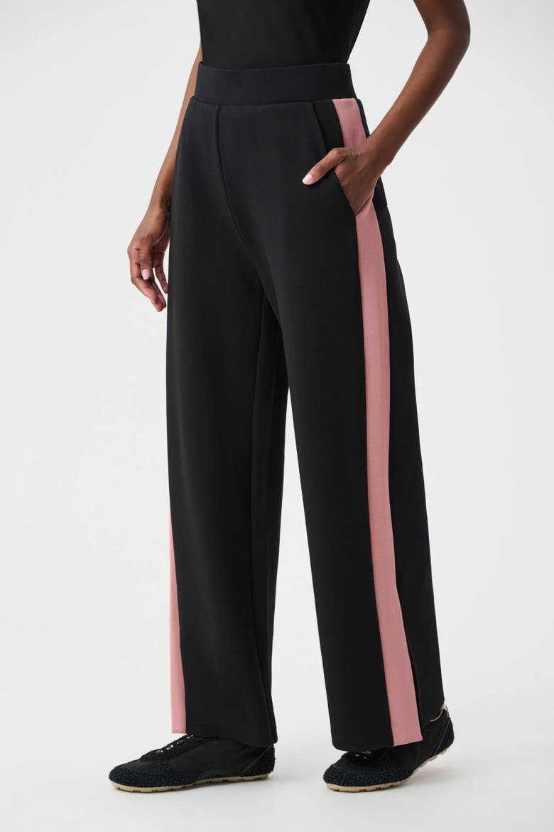 Scuba Jersey Color Block Wide Leg Pants, Main, color, Black/Vintage Rose