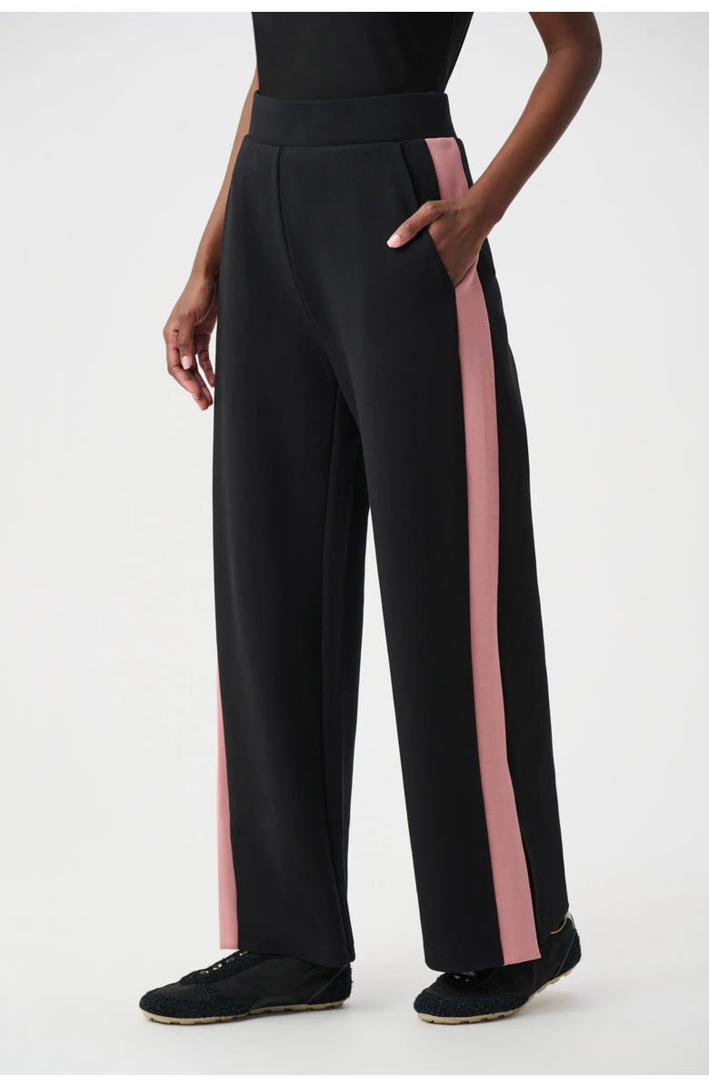Joseph Ribkoff Scuba Jersey Color Block Wide Leg Pants, Main, color, Black/Vintage Rose
