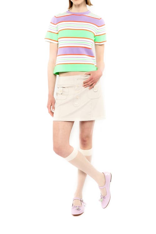 Anna Sui Fluorescent Stripe Knit Top In Lavender Multi