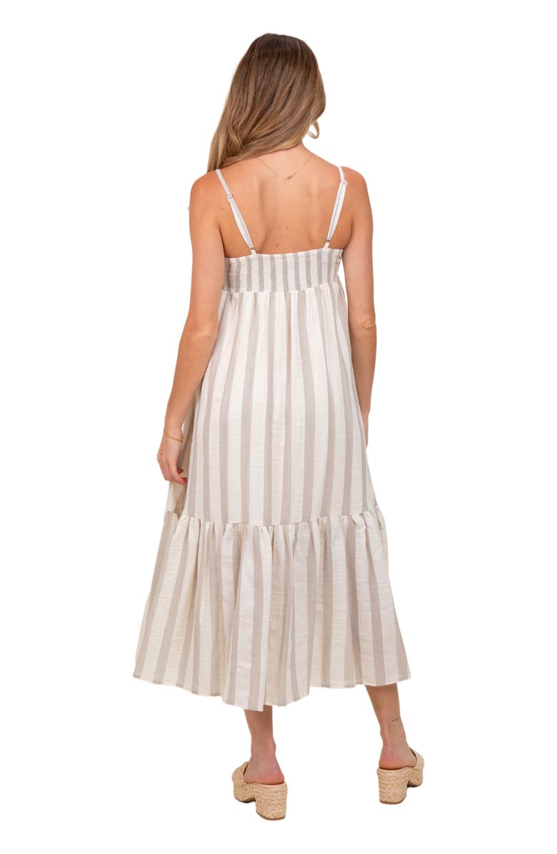 PinkBlush Wide Stripe Linen Blend Sleeveless Maxi Dress, Alternate, color, Beige
