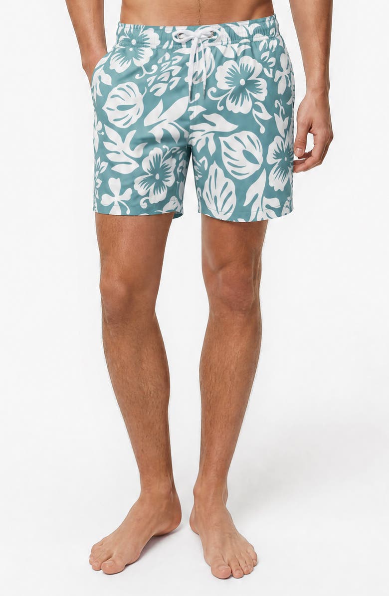 Onia Stretch Volley Swim Trunks, Alternate, color, Sage Multi