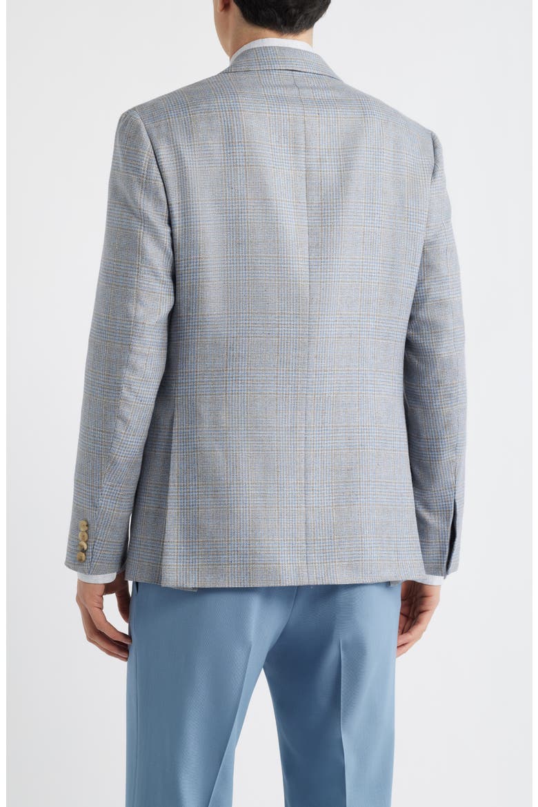 Kei Trim Fit Grey Glen Check Silk & Wool Sport Coat, Alternate, color, LIGHT BROWN/BLUE