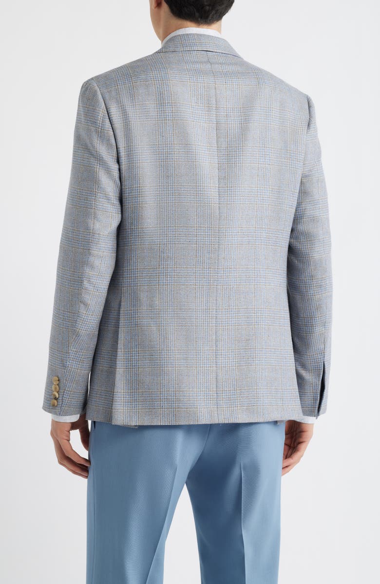 Canali Kei Trim Fit Grey Glen Check Silk & Wool Sport Coat, Alternate, color, Light Brown/Blue