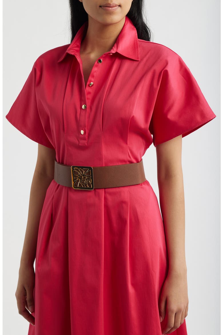 Pleated Shirtdress, Alternate, color, GRENADINE