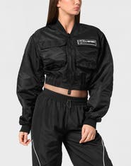 PLEIN SPORT Cropped Bomber Jacket Ls With Cargo Pockets Women
