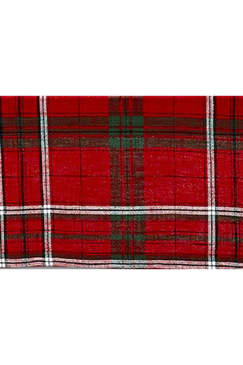 Sleigh Ride Holiday Red and Black Plaid Tablecloth, Alternate, color, Red