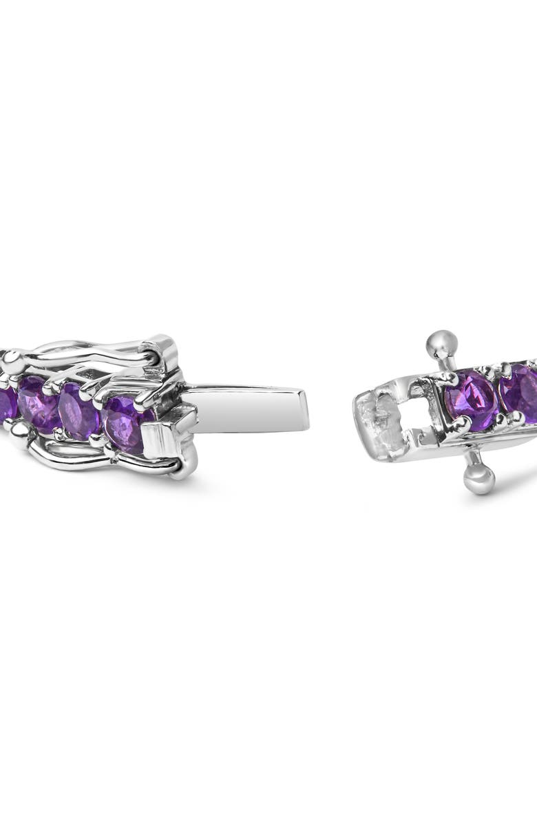 Haus of Brilliance .925 Sterling Silver 7 3/8 Ctw Created Purple Amethyst Tennis Bracelet, Alternate, color, White