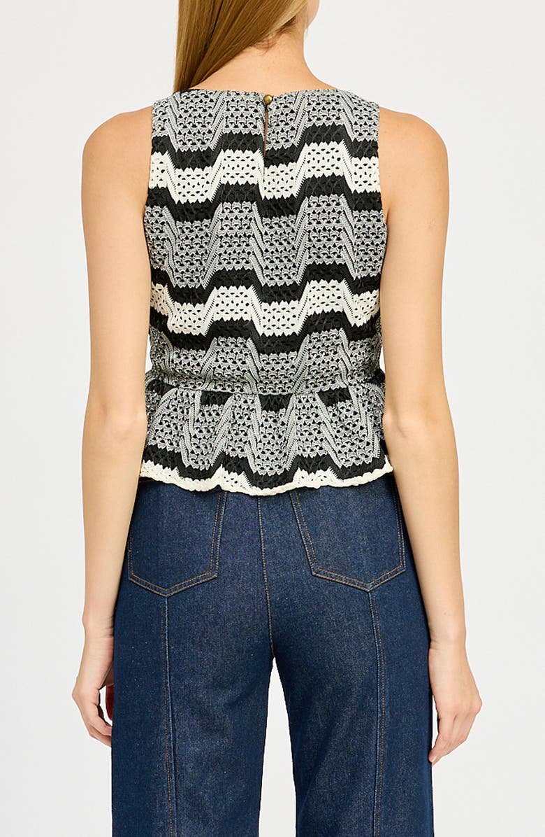 En Saison Genesis Stripe Open Stitch Sleeveless Peplum Sweater, Alternate, color,