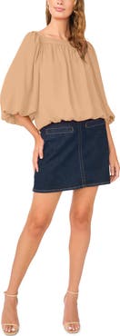 Vince Camuto Square Neck Bubble Hem Top