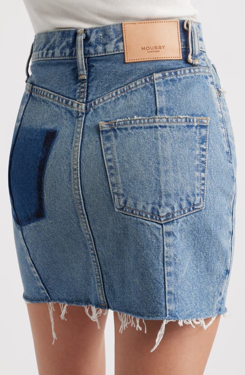 Moussy Vintage Thomoston Raw Hem Denim Miniskirt In Blue