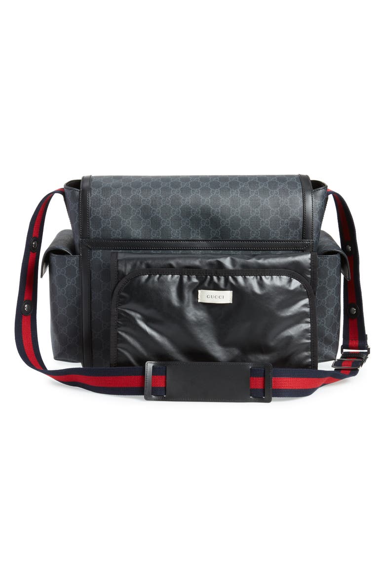 GG Supreme Canvas Diaper Bag, Alternate, color, BLACK