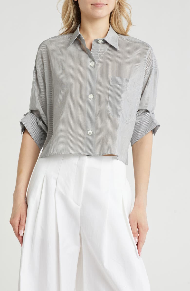 TWP Next Ex Pinstripe Silk & Cotton Shirt, Main, color, 