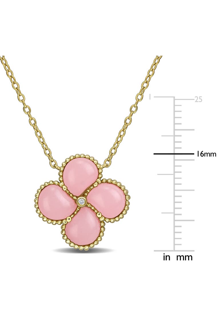 Created-Gemstone & Diamond Accent Clover Necklace, Alternate, color, Created Pink Opal