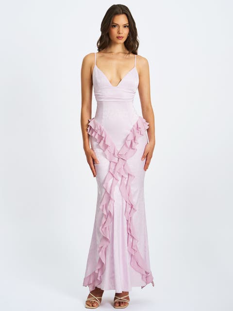 Paolina Jacquard Ruffle Mermaid Maxi Dress