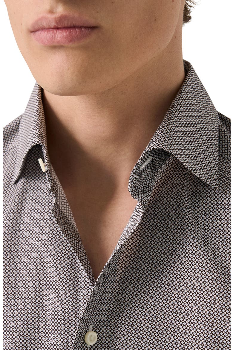 Slim Fit Microprint Signature Cotton Twill Dress Shirt, Alternate, color, MEDIUM RED