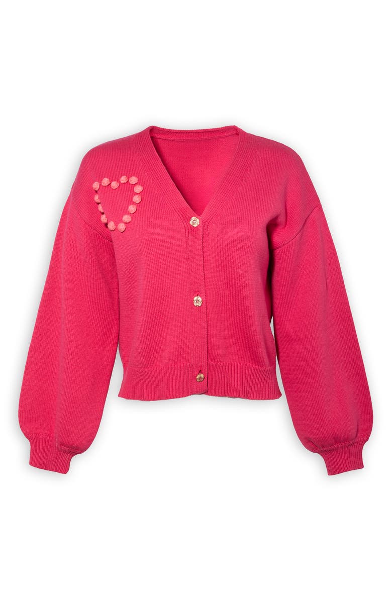 SAACHI Stiched Heart Crop Cardigan, Alternate, color, Hot Pink