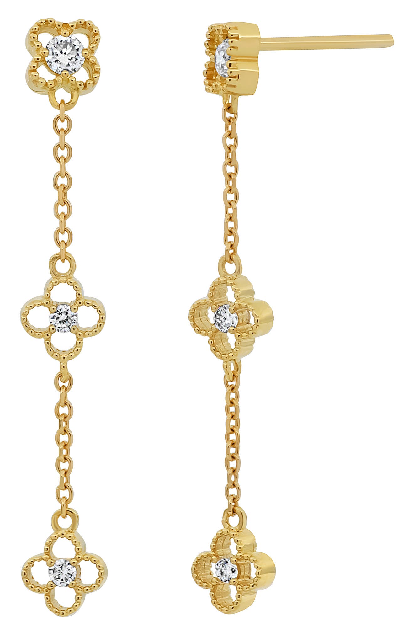 Bony Levy Mykonos 18K Yellow Gold Diamond Clover Drop Earrings