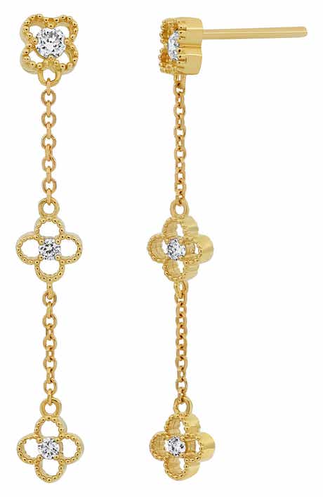 Bony Levy Mykonos 18K Yellow Gold Diamond Clover Drop Earrings