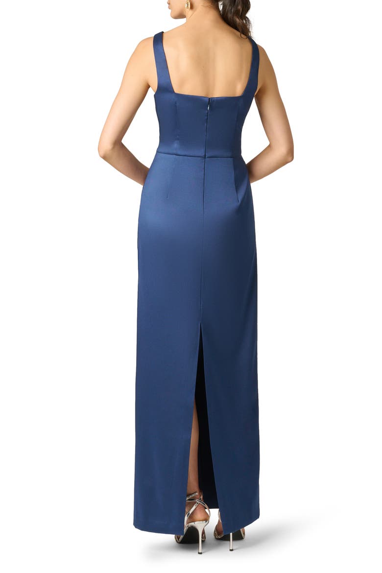 Stretch Mikado Column Gown, Alternate, color, NAVY
