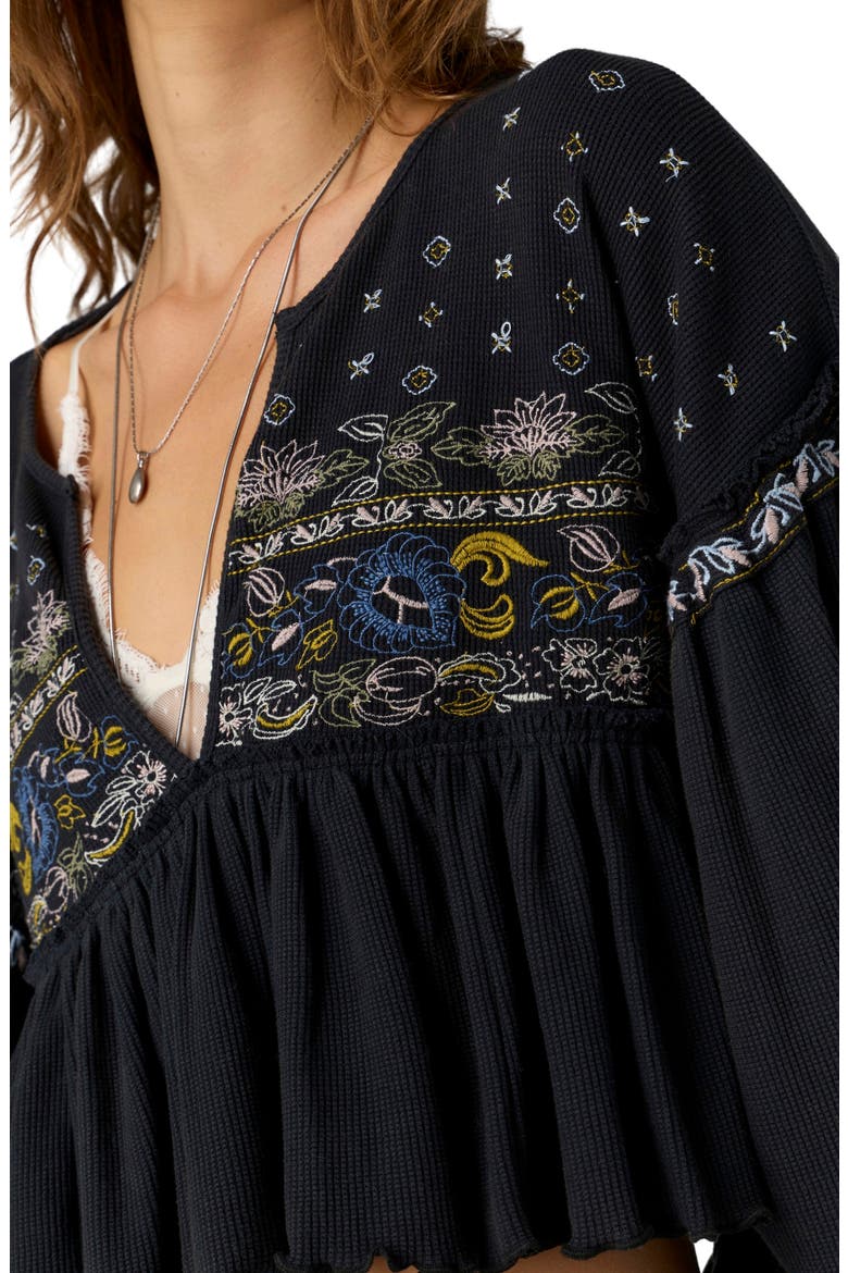 Bryn Embroidered Thermal Tee, Alternate, color, BLACK COMBO
