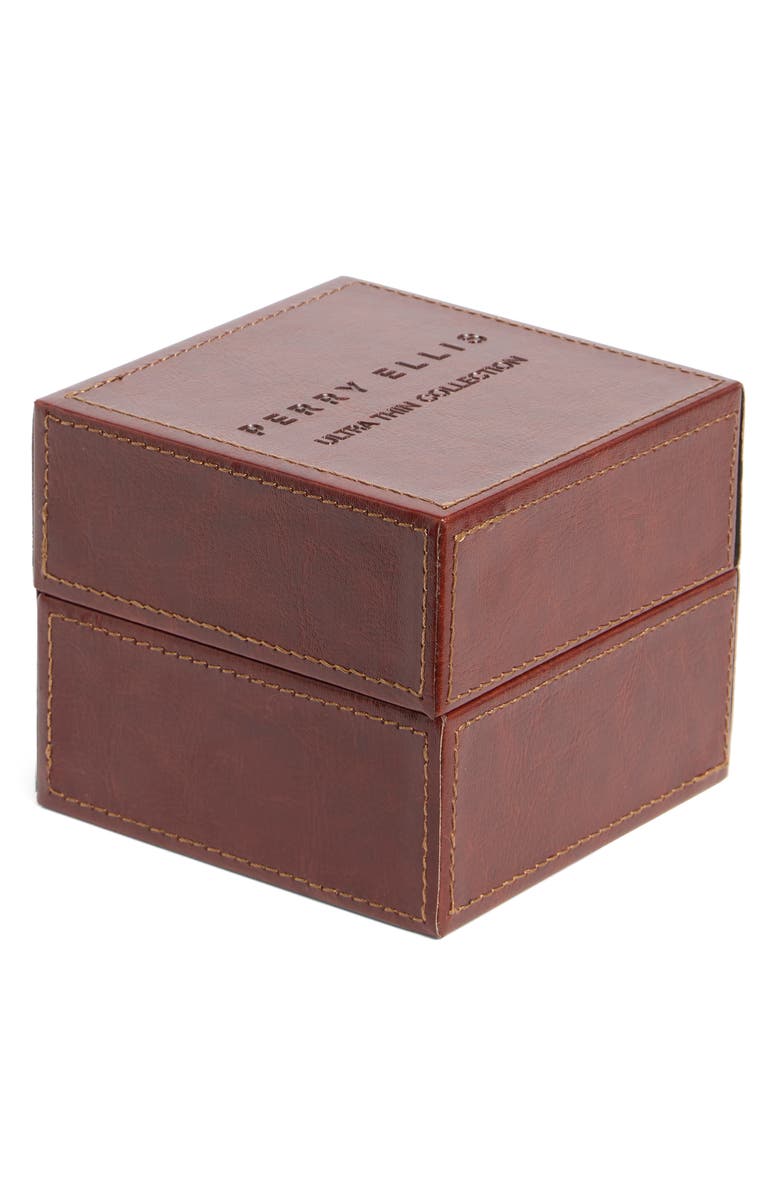 Perry Ellis 3-Hand Quartz Diamond Solitaire Mesh Strap Watch, 41mm, Alternate, color, Silver