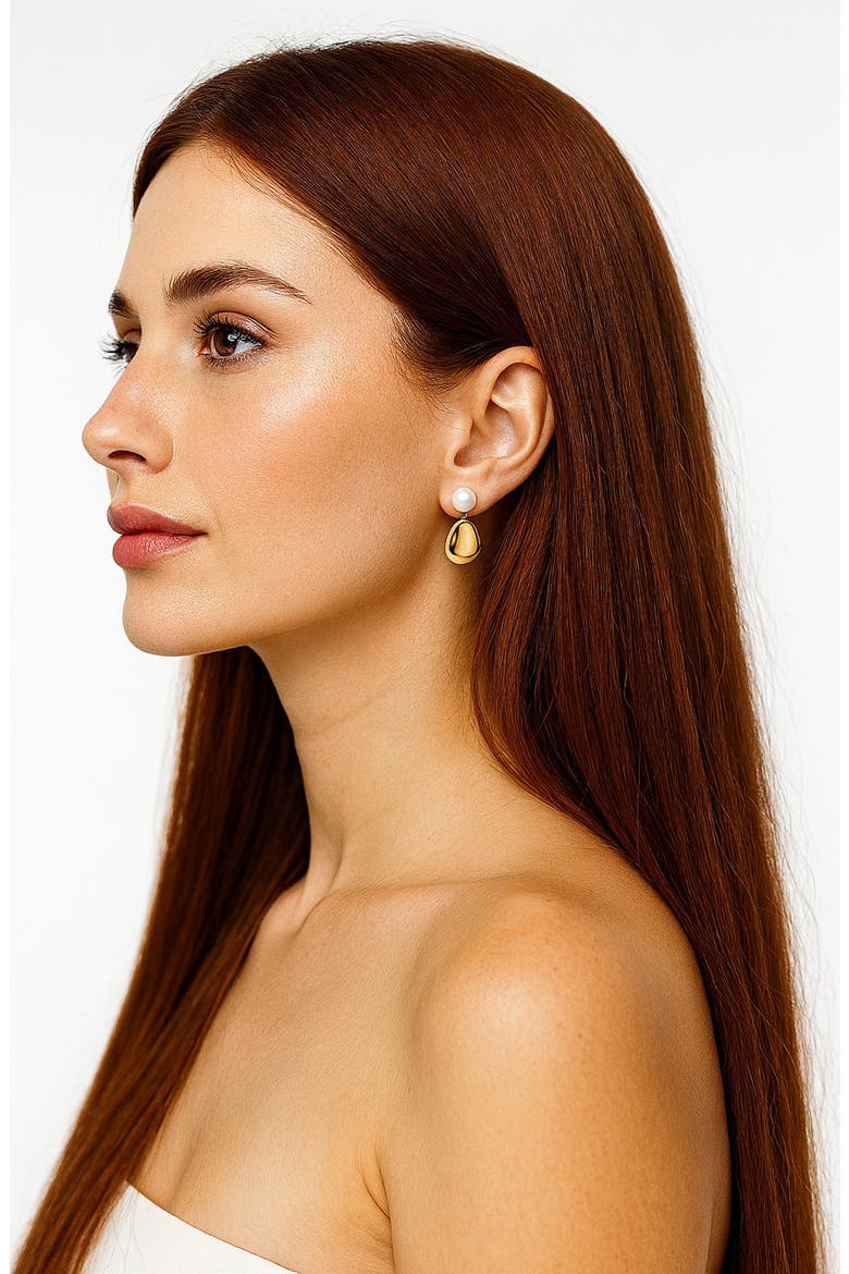 Modern Pebble Drop Earrings, Alternate, color, GOLD