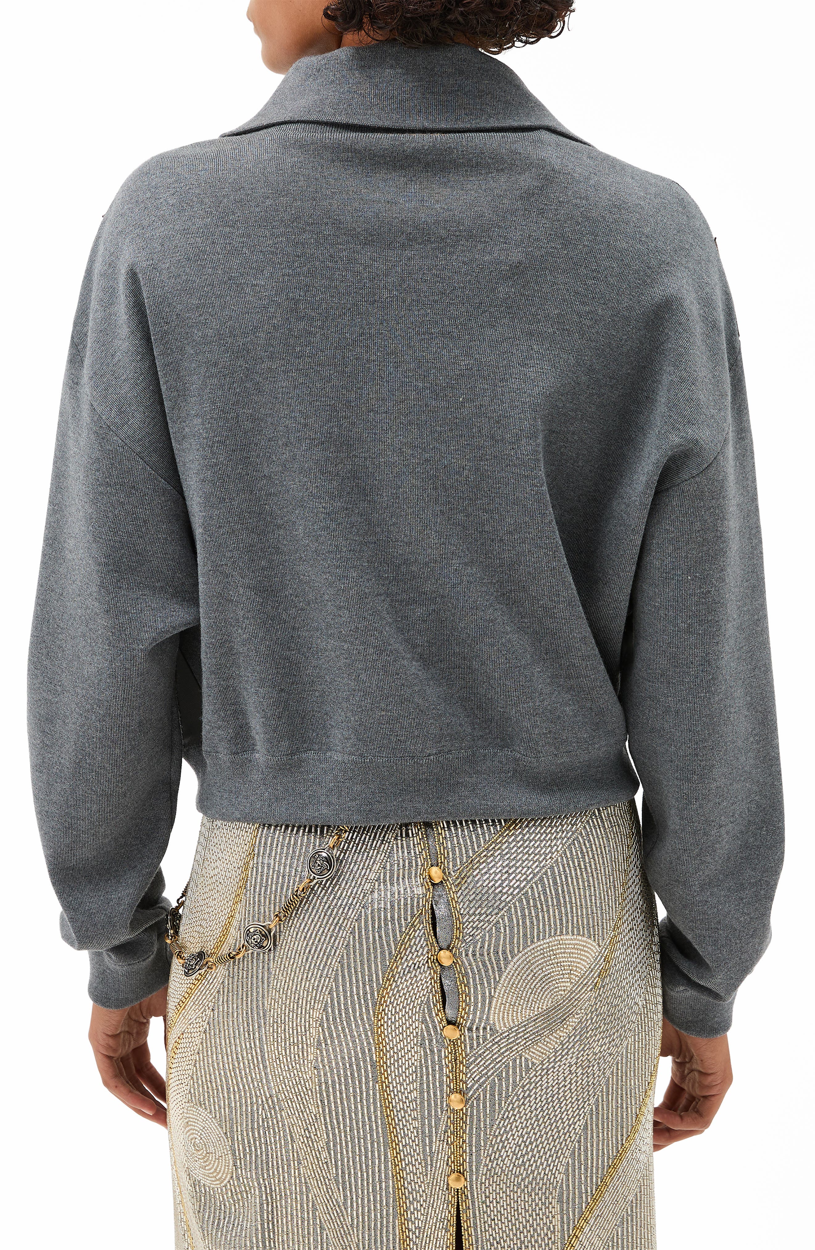 Leather Stripe Knit Jacket - image 2