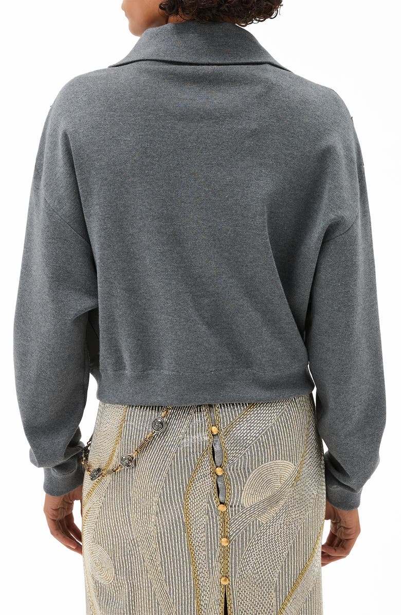 Versace Leather Stripe Knit Jacket, Alternate, color, Medium Grey