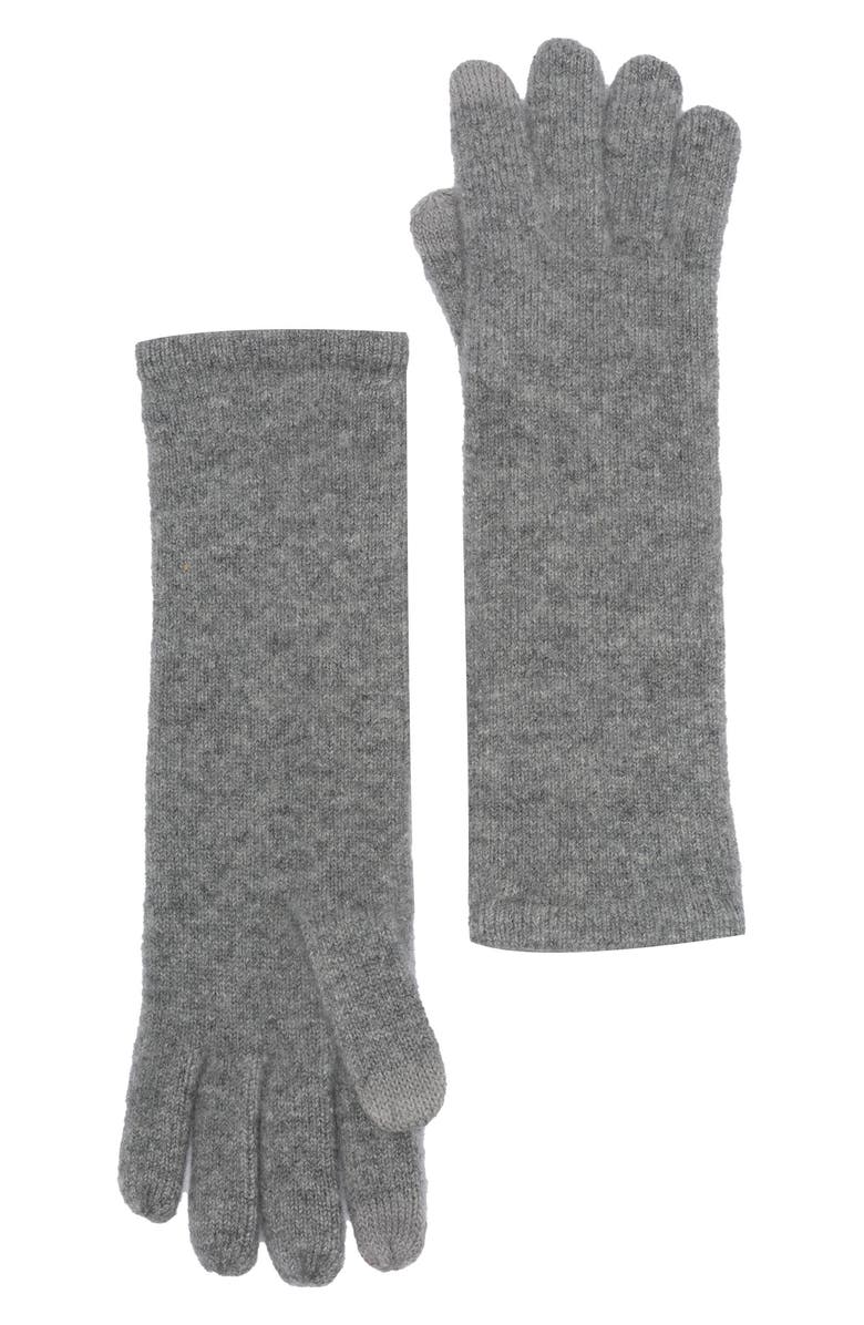 Sofia Cashmere Screen Knit Cashmere Gloves, Main, color, Grey