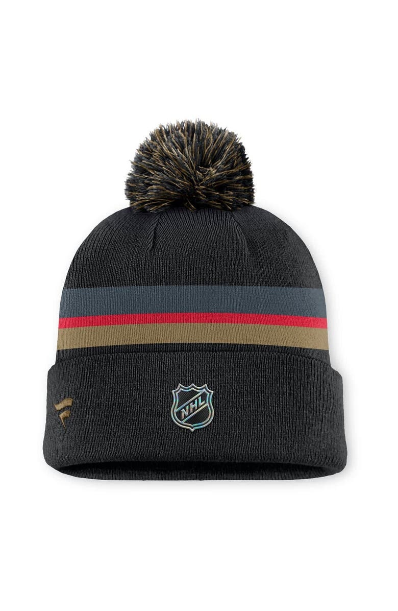FANATICS Men's Fanatics Charcoal Vegas Golden Knights Authentic Pro Rink Cuffed Knit Hat with Pom, Alternate, color, Charcoal