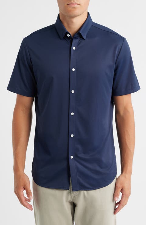 Halyard Trim Fit Short Sleeve Performance Button-Up Shirt