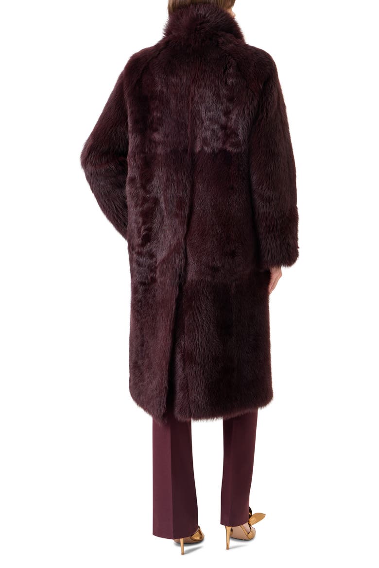 Ruth Genuine Shearling Reversible Long Coat, Alternate, color, MERLOT RED
