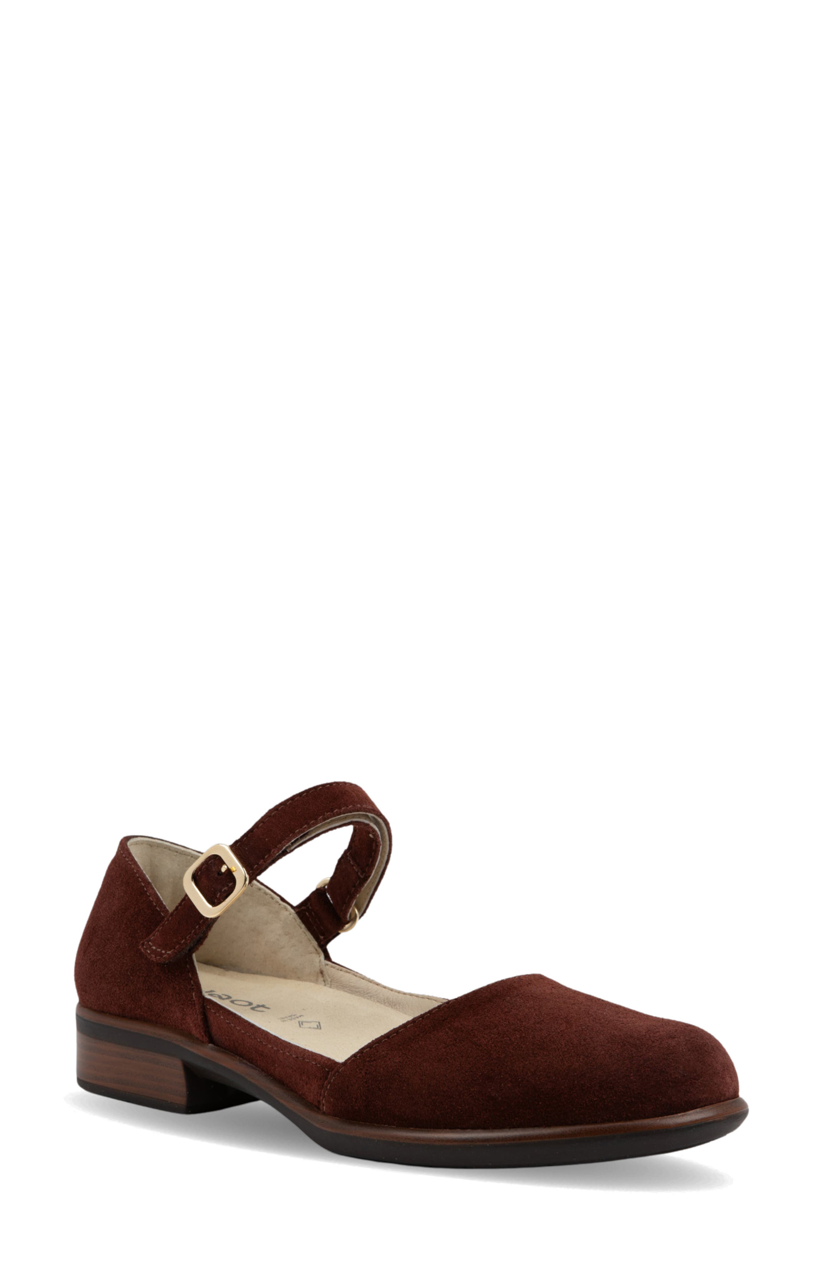 Aniham Ankle Strap Flat, Main, color, CABERNET SUEDE