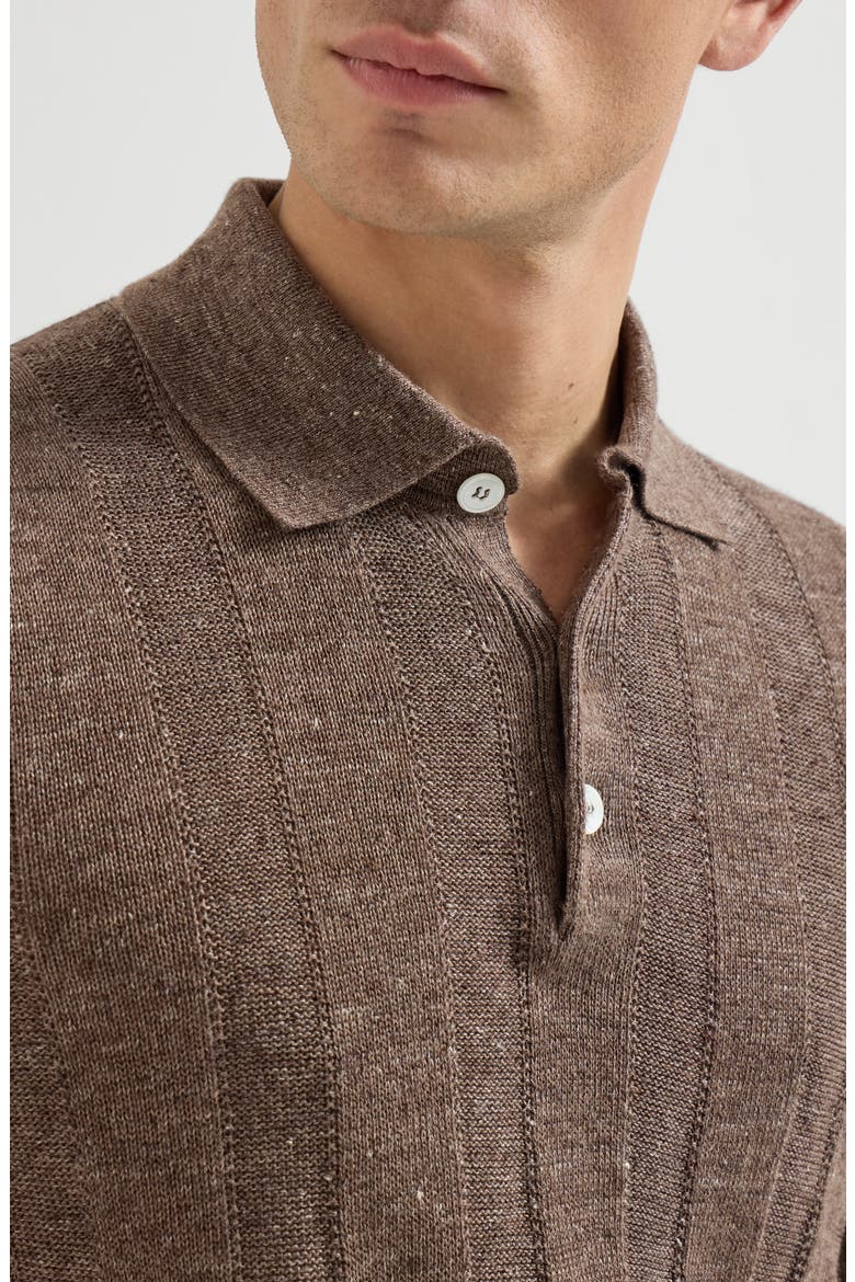 Rib knit polo, Alternate, color, Hazelnut
