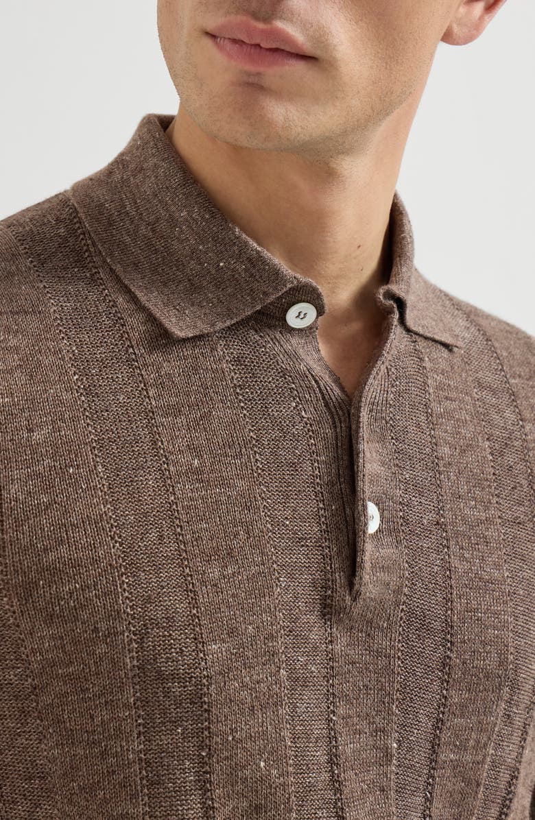 Brunello Cucinelli Rib knit polo, Alternate, color, Hazelnut