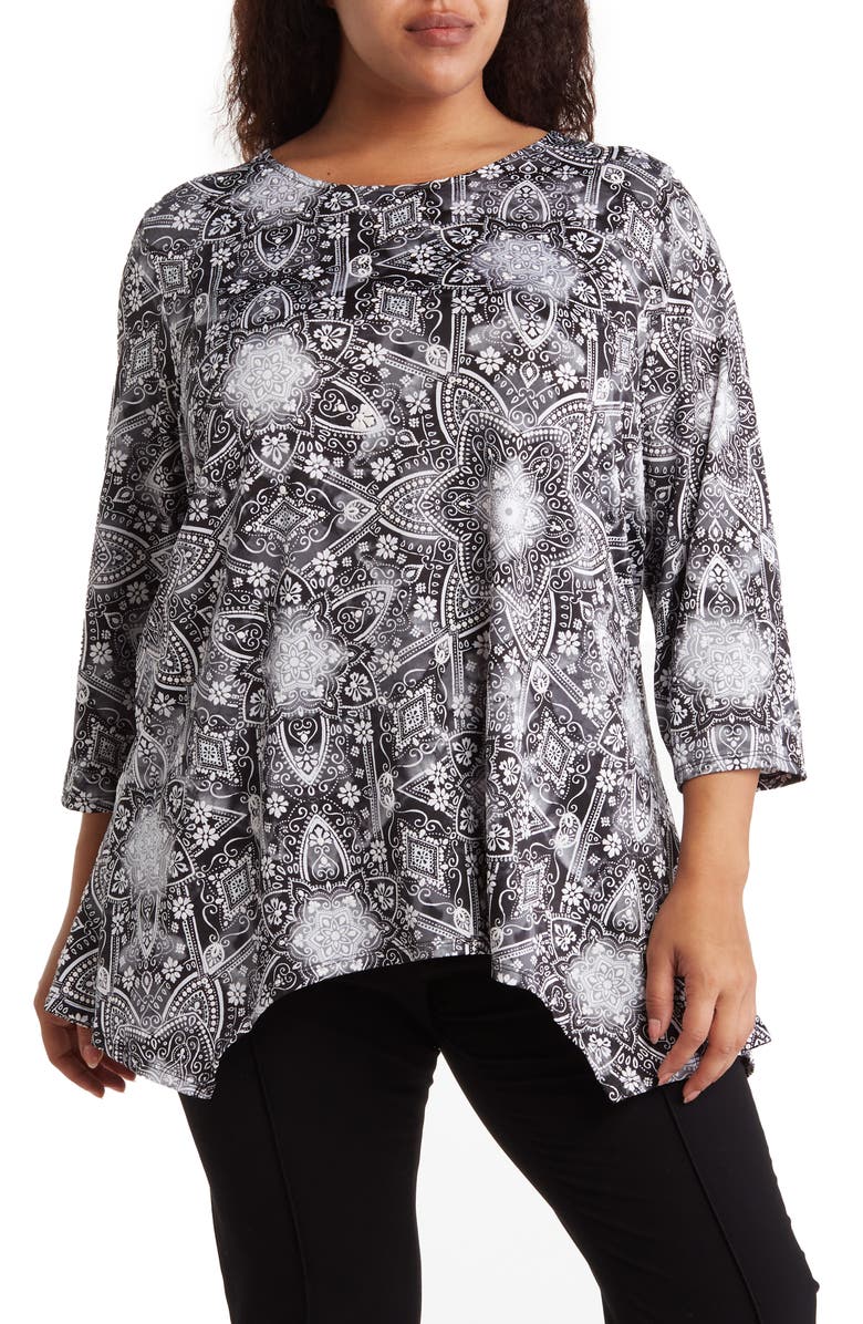 RUBY RD Medallion Puff Sleeve Top, Main, color, 