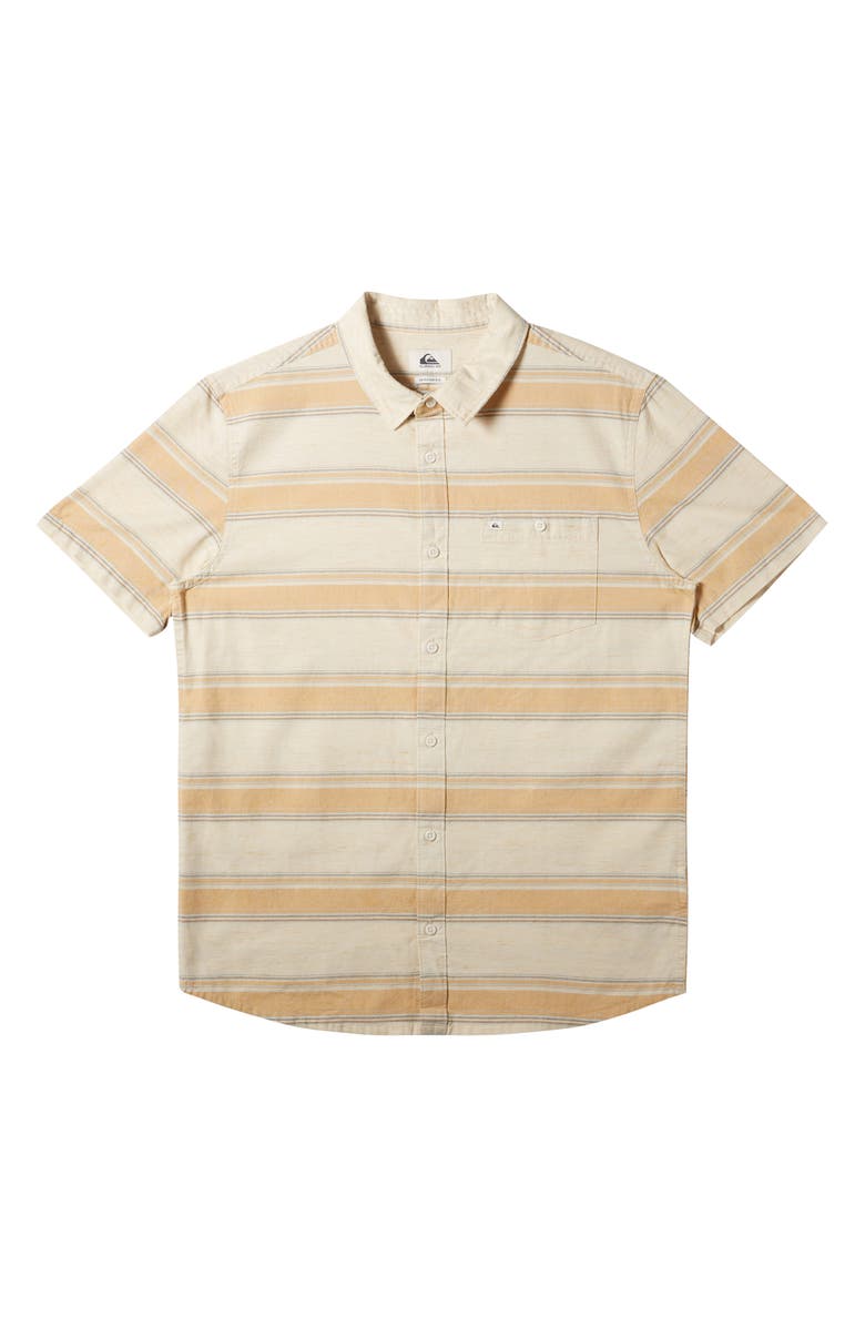 Quiksilver Cali Sunrise Stripe Short Sleeve Button-Up Shirt, Main, color, 