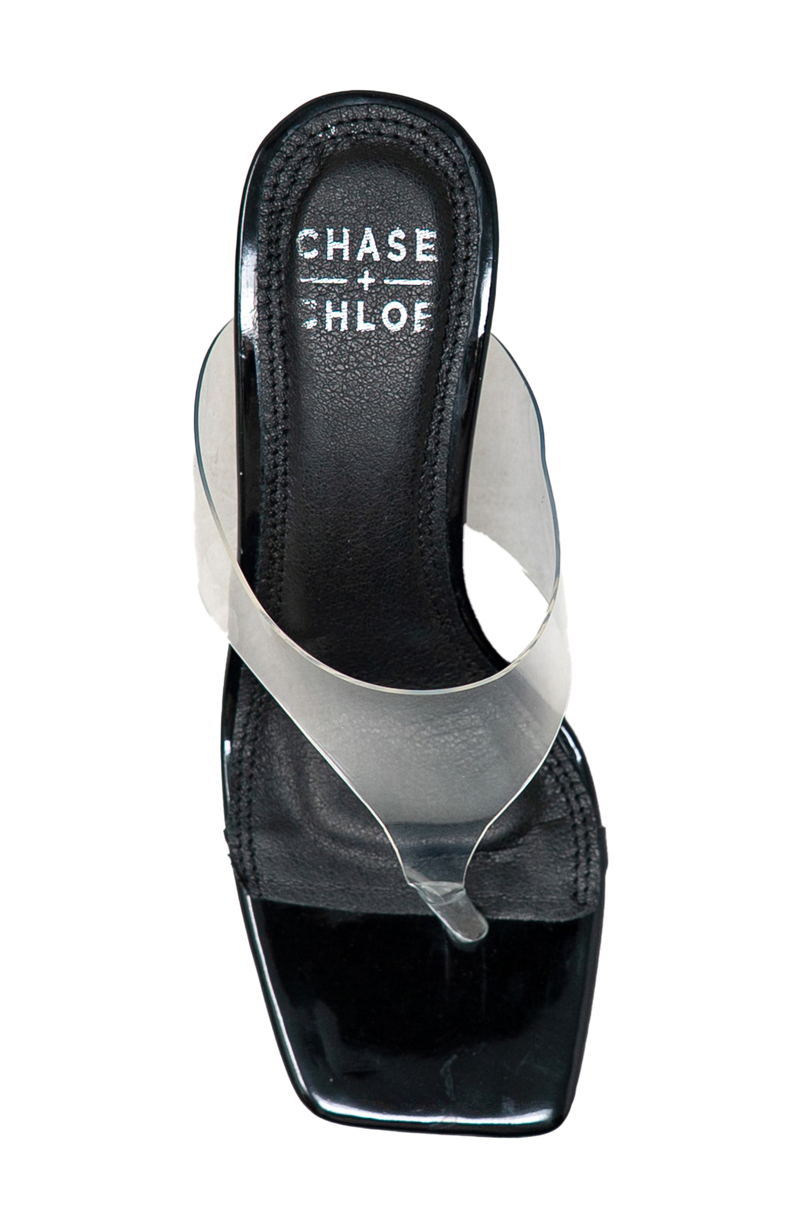 CHASE AND CHLOE Ryella Clear Strap Sandal, Alternate, color, Black Pu