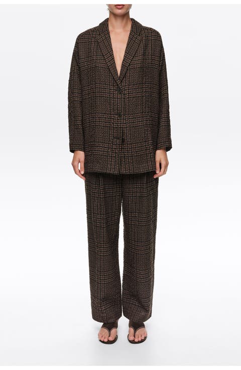 Checked Straight-Leg Trousers