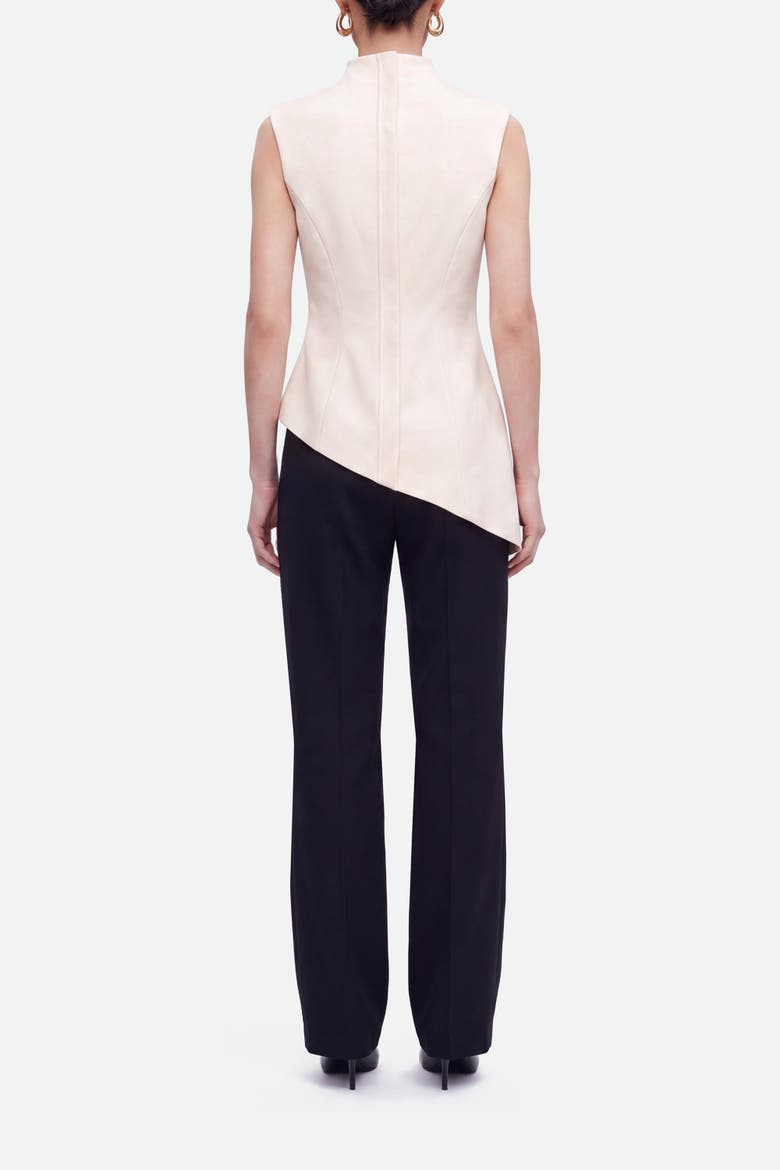 Padded Shoulder Asymmetric Blouse, Alternate, color, Ivory