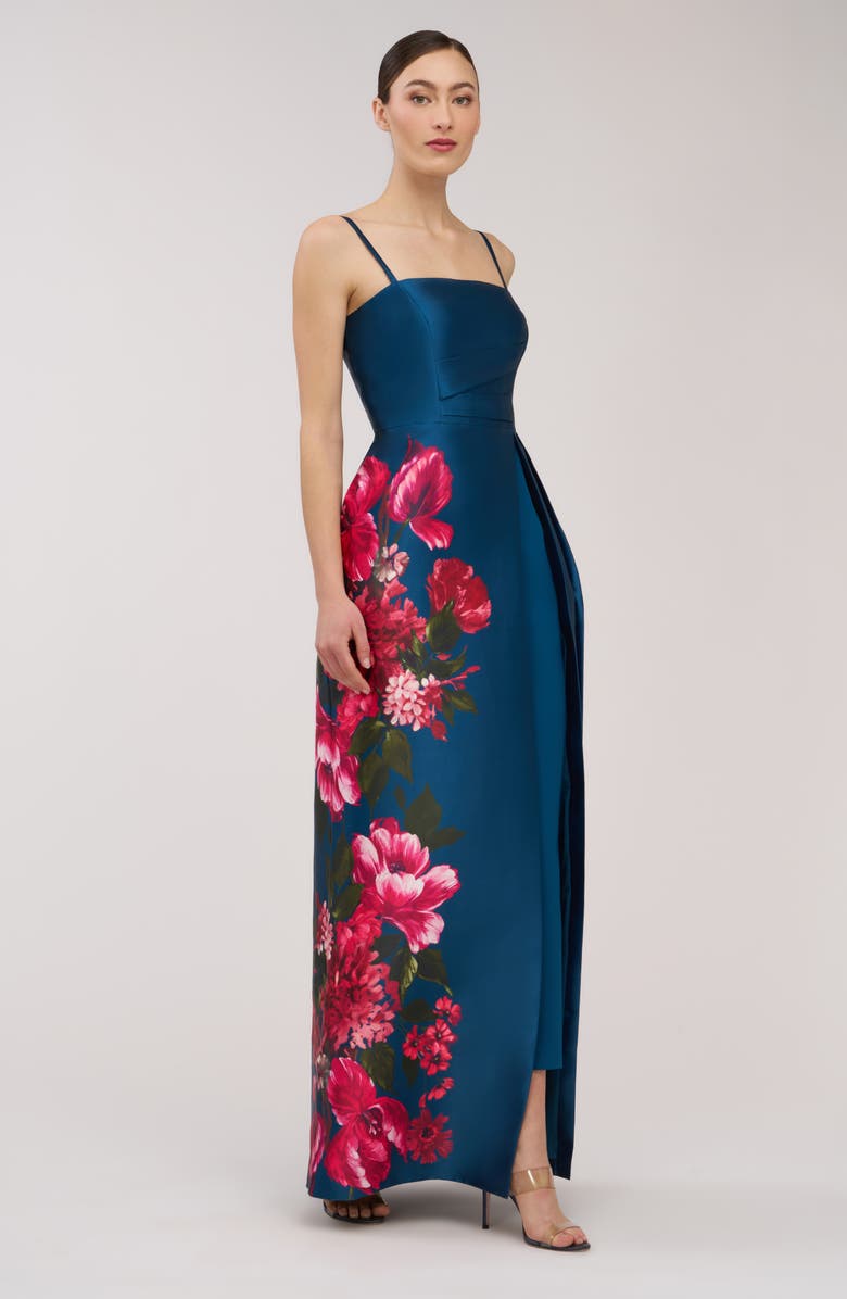 Kay Unger Floral Maxi Jumpsuit, Alternate, color, Blue Opal Multi